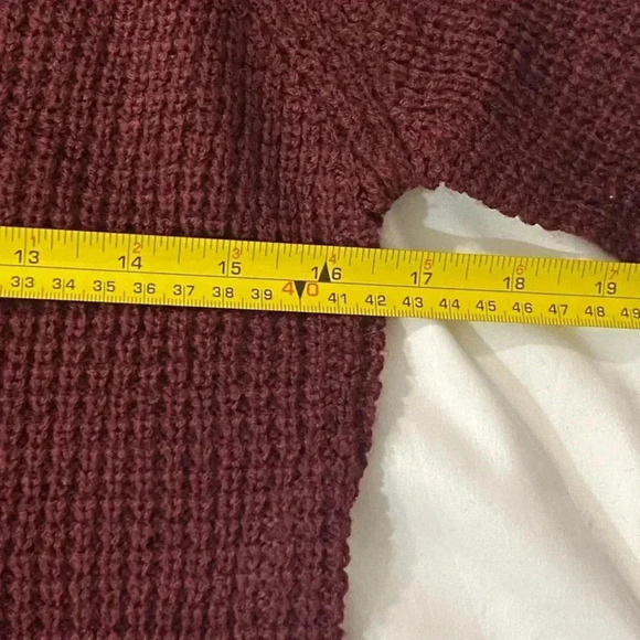 FASHION NOVA women’s waffle  crewneck sweater burgundy size M - Picture 7 of 8